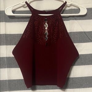 Charlotte Russe Burgundy Lace Crop Top